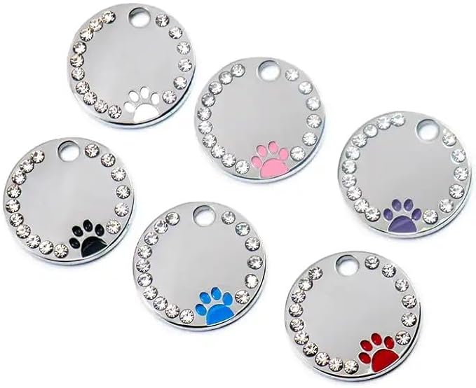 Personalized Dog/Cat Cute Paw Pet ID Tag with Unique Laser Engraving Name and Phone Number for Pet Collar or Key Chain (Pink)