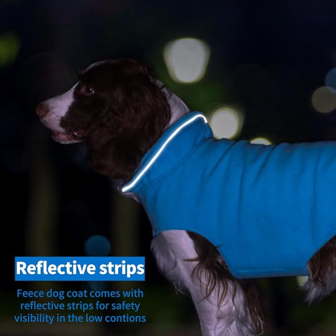 Fleece Dog Coat Pet Jacket Reflective for Cold Weather for Extra Large to Small Pets(Blue,XS)