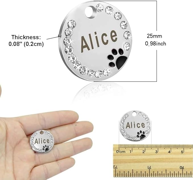 Personalized Dog/Cat Cute Paw Pet ID Tag with Unique Laser Engraving Name and Phone Number for Pet Collar or Key Chain (White)