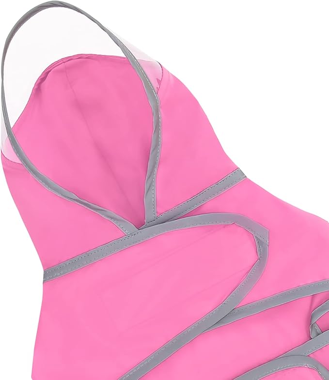 HDE Dog Raincoat with Clear Hood Rain Jacket Poncho for Small Medium Large Dogs Pink - S