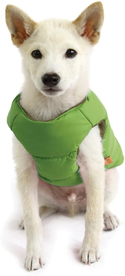 Gooby Padded Vest Dog Jacket - Solid Green, X-Small - Warm Zip Up Vest Fleece Jacket with Dual D Ring Leash Water Resistant for Small to Medium Dogs