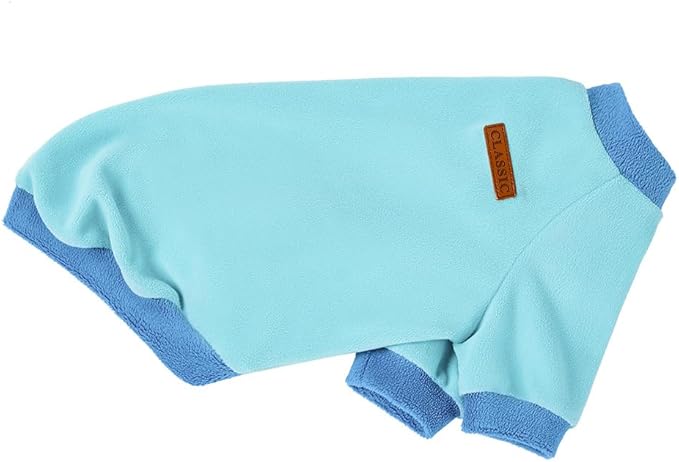 GreenJoy Classic Fleece Dog Sweater – Soft & Warm Stretchy Sweatshirt for Small Dogs & Cats, Cold-Weather Pullover for Everyday Wear (Light Blue, Medium/Large)