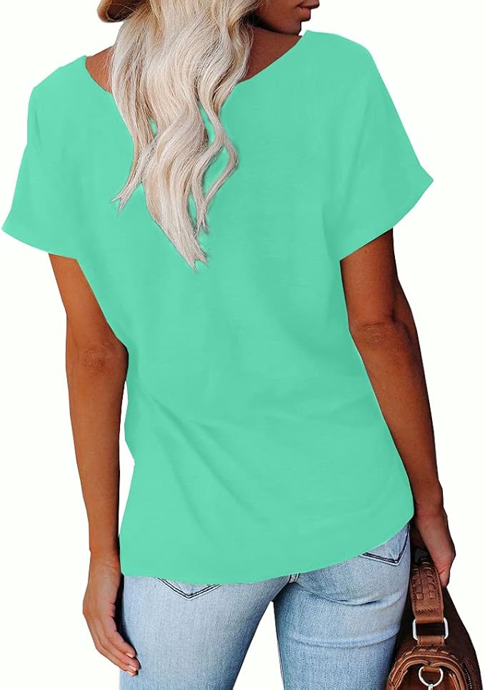 NIUBIA Women's T Shirts Summer Tops Simple Heart Graphic Shirts Sayings Short Sleeve Vacation Casual Blouse Thankful Tee