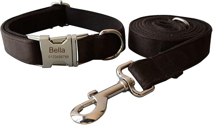 Dog Collar Custom Personalized Engraved Name and Phone Number for Puppy Small Medium Large Pets (S, Coffee)