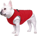 Geyecete Dog Bulldog Clothes Dog Cotton Padded Coat Thick Winter Warm Vest Waistcoat Cold Weather Jacket Clothing for French Bulldog Coat-Red-S