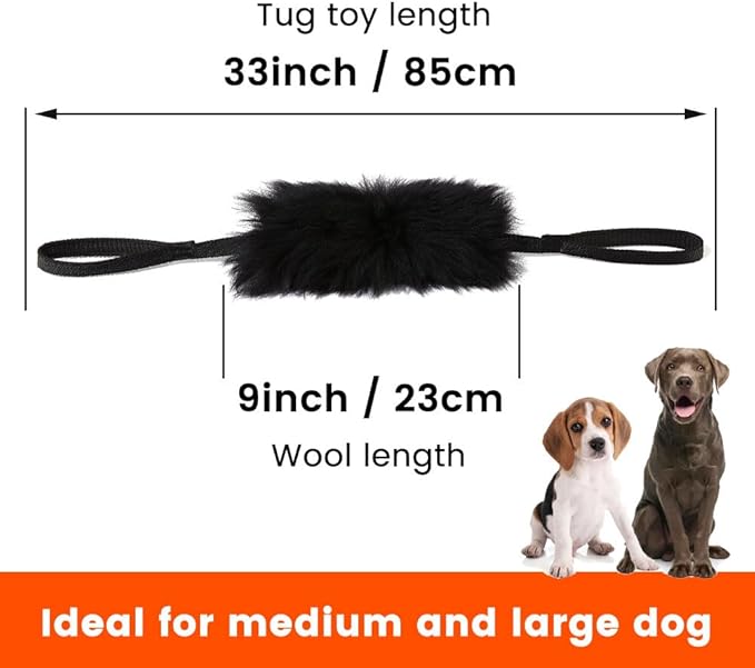 HOWGO Dog Rope Toy - Double Handle Dog Bungee Chaser Toy 100% Sheepskin,Sheep Smell Tug Toy for All Breeds(Mint Green, Large)