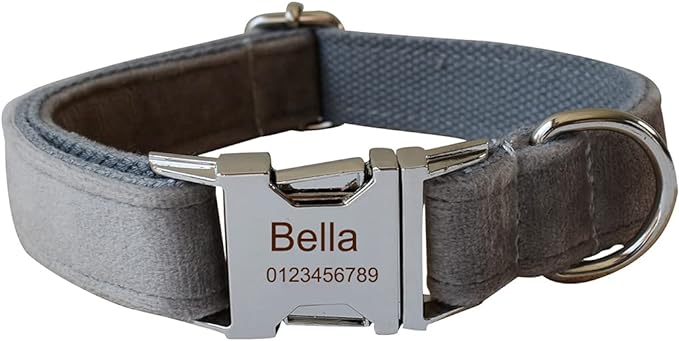 Dog Collar Custom Personalized Engraved Name and Phone Number for Puppy Small Medium Large Pets (S, Grey)