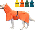 Reflective Dog Raincoat Waterproof Adjustable Dog Hooded Poncho Raincoat for Medium Large Dogs, Lightweight Pet Rain Jacket (Orange, 3XL)