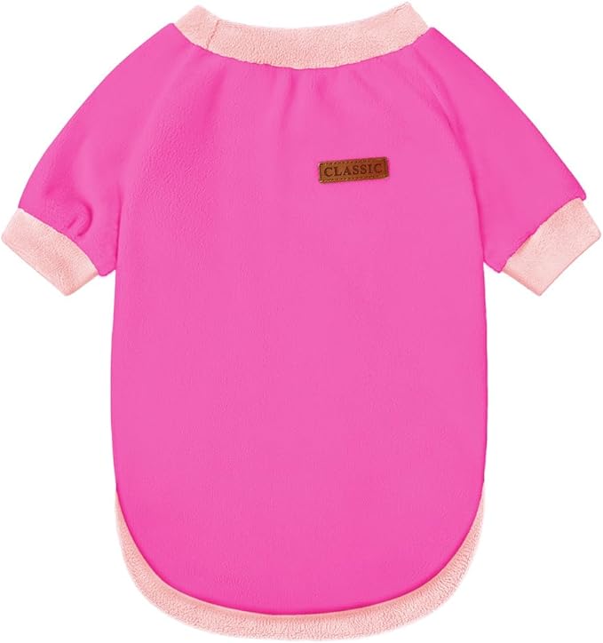 GreenJoy Classic Fleece Dog Sweater – Soft & Warm Stretchy Sweatshirt for Small Dogs & Cats, Cold-Weather Pullover for Everyday Wear (Dark Pink, Medium/Large)