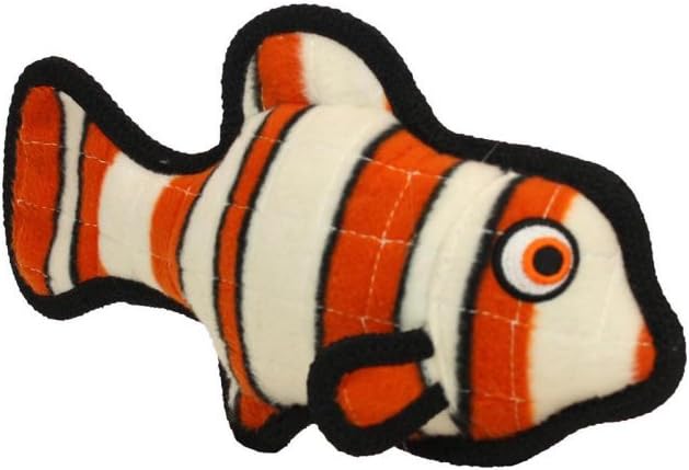 TUFFY - World's Tuffest Soft Dog Toy - Ocean Junior Fish Orange- Squeakers - Multiple Layers. Made Durable, Strong & Tough. Interactive Play (Tug, Toss & Fetch).Machine Washable & Floats