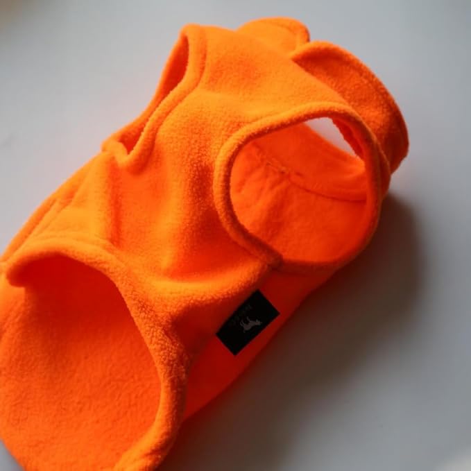 JACKO & CO - Fleece Vest Dog Sweater with Leash Ring - Soft, Warm & Lightweight Pullover Coat for Small & Medium Dogs, Puppies & Cats - Cozy Fall/Winter/Spring Pet Jacket (Pumpkin, X-Large 17-25lbs)