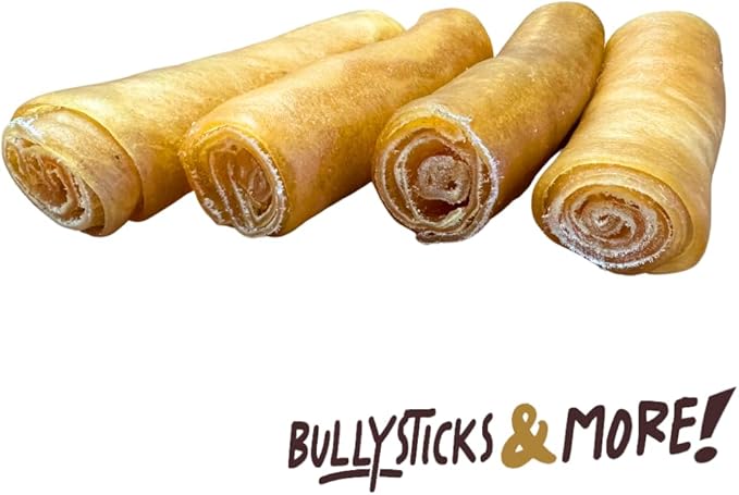BULLYSTICKS & MORE 6 Inch Beef Collagen Rolls for Dogs (Extra Thick - 10 Count) - Bones for Dogs - Dog Parents Choice - No Hide Beef Cheek Rolls