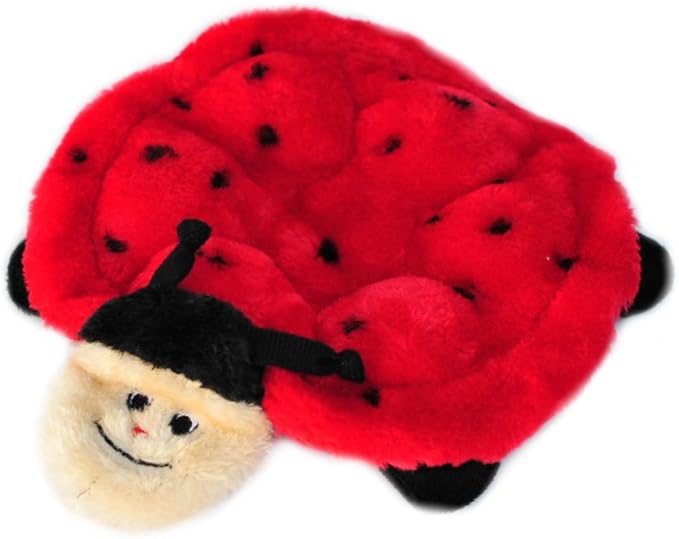 ZippyPaws Squeakie Crawler- No Stuffing Dog Toy to Keep Them Busy, for Small, Medium, & Large Dogs, Squeaky Pet Toy for Boredom, Unstuffed Chew Toy, Soft Plush Puppy Products, Betsey The Ladybug- 10"