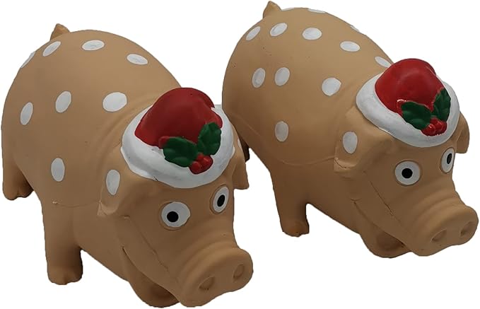 2 Pack Christmas Pig Dog Toys for Interactive Dogs Latex Squeaky Santa Toy Pet Gift for Medium Large Dogs