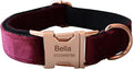 Dog Collar Custom Personalized Engraved Name and Phone Number for Puppy Small Medium Large Pets (L, Red Wine)
