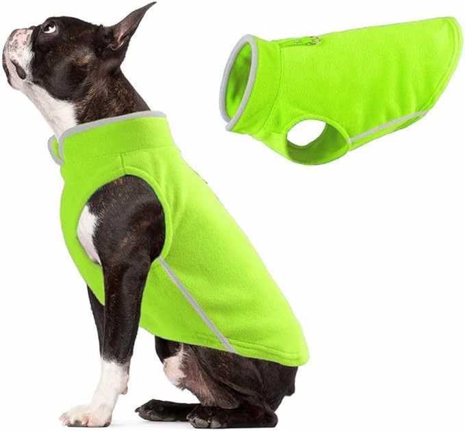 JACKO & CO - Fleece Vest Dog Sweater with Leash Ring - Soft, Warm & Lightweight Pullover Coat for Small & Medium Dogs, Puppies & Cats - Cozy Fall/Winter/Spring Pet Jacket (Lime Green, Small 4-6lbs)