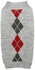 Grey Argyle Knit Pet Sweaters Clothes for Small Dogs, Grey Small (S) Size