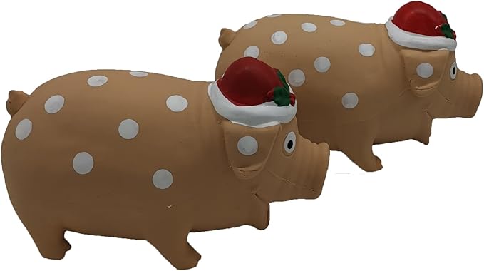 2 Pack Christmas Pig Dog Toys for Interactive Dogs Latex Squeaky Santa Toy Pet Gift for Medium Large Dogs