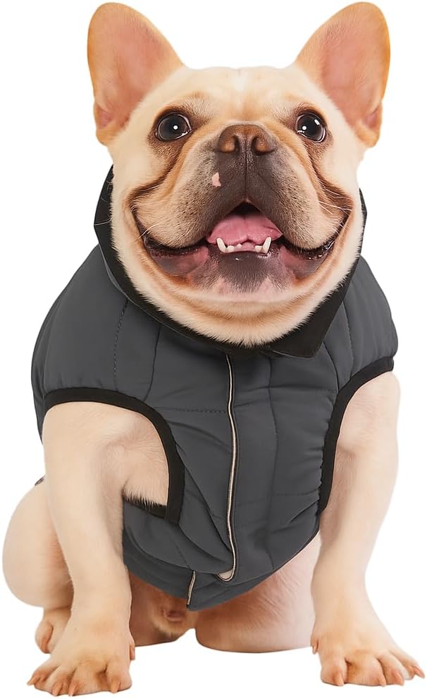 PetWarm Reversible Dog Cold Weather Coats, Waterproof Dog Puffer Vest, Vest for Dogs with Hook-and-Loop Strap, Windproof Outdoor Coat for Winter Walks and Snowy Days, Grey, M