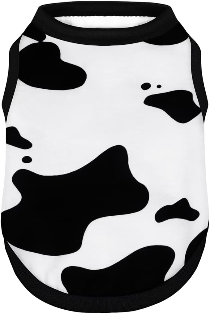 Adorable Cow Print Dog Shirts – Lightweight, Cozy Outfit for Small to Medium Dogs, Soft & Snuggly Pet Wear for Everyday Comfort and Cuteness.Back & L