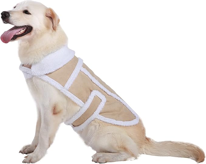 Namsan Dog Sherpa Jacket, Size L, Fleece Dog Vest with Leash Hole, Soft Pet Coat Outfit for Small Medium Large Dogs, Thick Warm Dogs Vest for Cold Weather, Adjustable Magic Tape, Easy to Wear