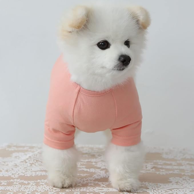 Dog Shirt for Small Dogs Plain T-Shirts Soft Breathable Dog Cotton Shirt pet Clothes (X-Small, Peach)