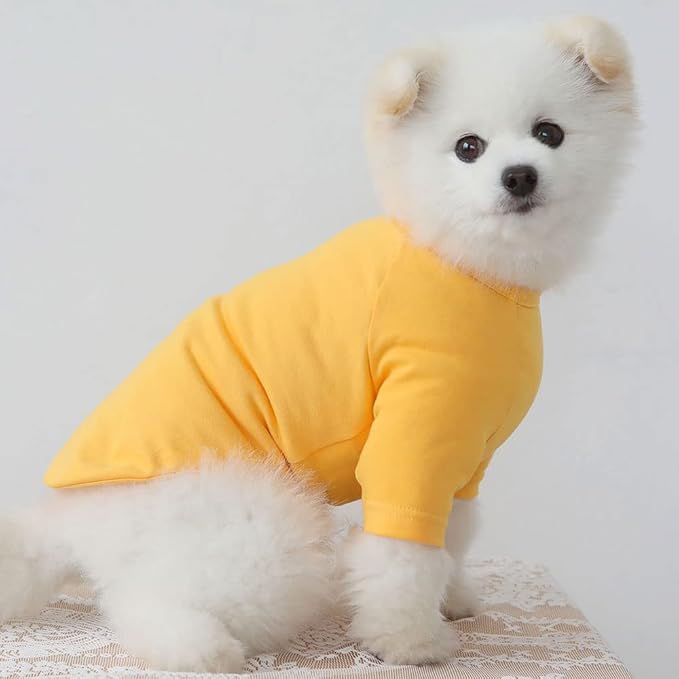 Dog Shirt for Small Dogs Plain T-Shirts Soft Breathable Dog Cotton Shirt pet Clothes (X-Small, Yellow)