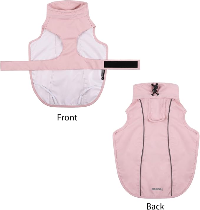 Waterproof Dog Raincoat, Adjustable Lightweight Dog Rain Jacket with Reflective Strip Leash Hole for Small Medium Large Dogs (Pink, Medium(13-22lb))