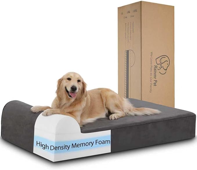 Orthopedic Dog Beds for Large Dogs, 7" Memory Foam Dog Beds with Waterproof Liner, Chew Proof Microsuede Cover, Removable and Washable, Nonskid Bottom, 52"x36"x7" XL Grey