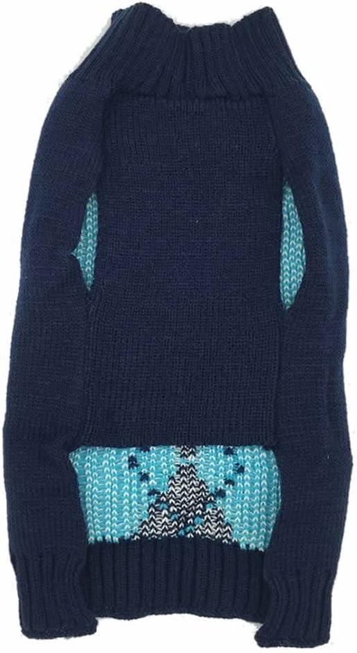 Alemon Blue Argyle Knit Dog Sweater Medium M Size Back Length 13 Inch