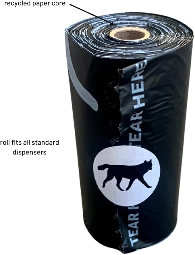 Compostable Dog Poop Bags, Plant-Based, TUV Certified, Unscented, Leak-Proof, 12 Rolls, 180 Bags, Black