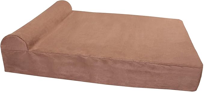 Barker Beds Giant Orthopedic Dog Bed for Large Dogs - 7" Thick Washable Big Dog Bed with Headrest - XL Water-Resistant Mattress - Durable Microsuede Cover - Comfy Pet Bed (Khaki)