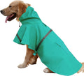 Mikayoo Large Dog Raincoat Adjustable Pet Water Proof Clothes Lightweight Rain Jacket Poncho Hoodies with Strip Reflective(Lake Blue,L)