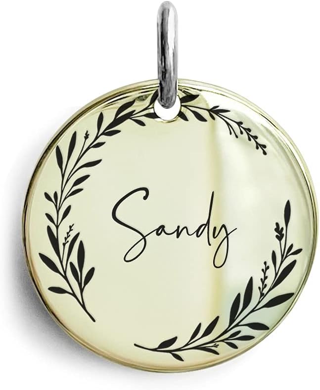 Cat Dog ID Tags Personalized 9 Corolla Styles Flower Wreath to Choose for Small Pets Collar Accessories Shiny Brass Copper Engraved Custom on Both Side