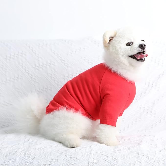 Dog Shirt for Small Dogs Plain T-Shirts Soft Breathable Dog Cotton Shirt pet Clothes (X-Small, Red)