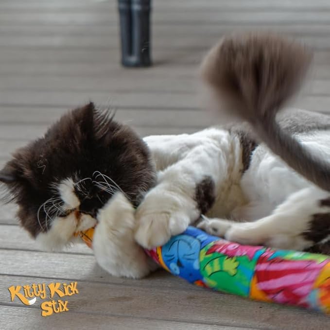 Kitty Kick Stix 15" Catnip Kicker Toy – Set of 2 | Handmade in USA | Interactive Cat & Kitten Toy | Durable Kicker Packed with 100% Potent Catnip for All Breeds (Cat Selfies)