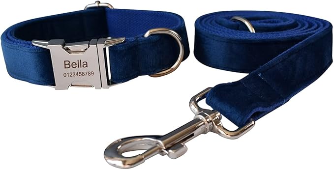 Dog Collar Custom Personalized Engraved Name and Phone Number for Puppy Small Medium Large Pets (L, Blue)