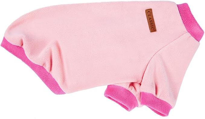 GreenJoy Classic Fleece Dog Sweater – Soft & Warm Stretchy Sweatshirt for Small Dogs & Cats, Cold-Weather Pullover for Everyday Wear (Light Pink, Large/X-Large)