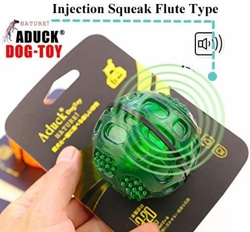 ADUCK Squeaky Dog Chew Toys, Meteorites Bouncy Series - Bite Resistant Fetch Ball for Aggressive Chewers, Non-Toxic Soft Rubber, Cute Crystal Ball Design - 3.15 Inches (4 Colors)