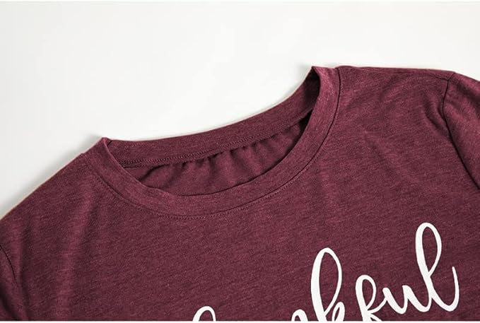NIUBIA Women's T Shirts Summer Tops Simple Heart Graphic Shirts Sayings Short Sleeve Vacation Casual Blouse Thankful Tee
