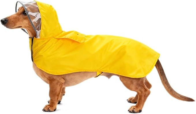 Pet Raincoat Packable Hooded Dog Rain Jacket Reflective Strips Lightweight Adjustable Poncho for Small Medium Large Dogs Yellow XXXL
