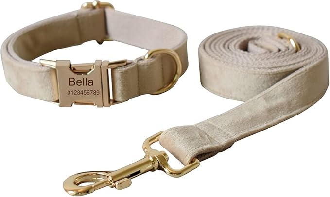 Dog Collar Custom Personalized Engraved Name and Phone Number for Puppy Small Medium Large Pets (M, Nude)