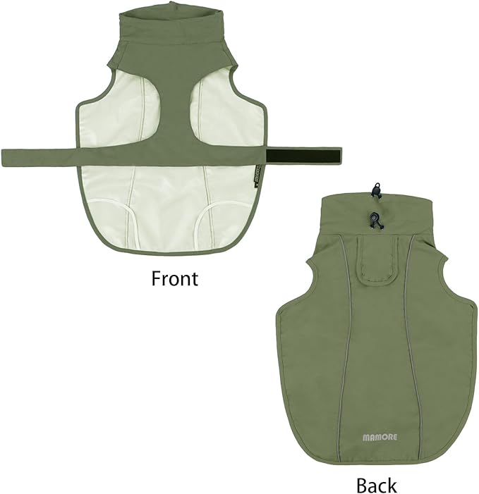 Waterproof Dog Raincoat, Adjustable Lightweight Dog Rain Jacket with Reflective Strip Leash Hole for Small Medium Large Dogs (Green, Medium(13-22lb))