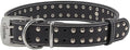 Studded Leather Dog Collar – Durable Adjustable Collar, Black Large