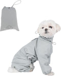 Dog Raincoat, Waterproof Coat, Light Weight & Weather Resistant Shell, Full Coverage Rain Jacket with Legs, Grey, Including Storage Bag, for Small Breed (Small)