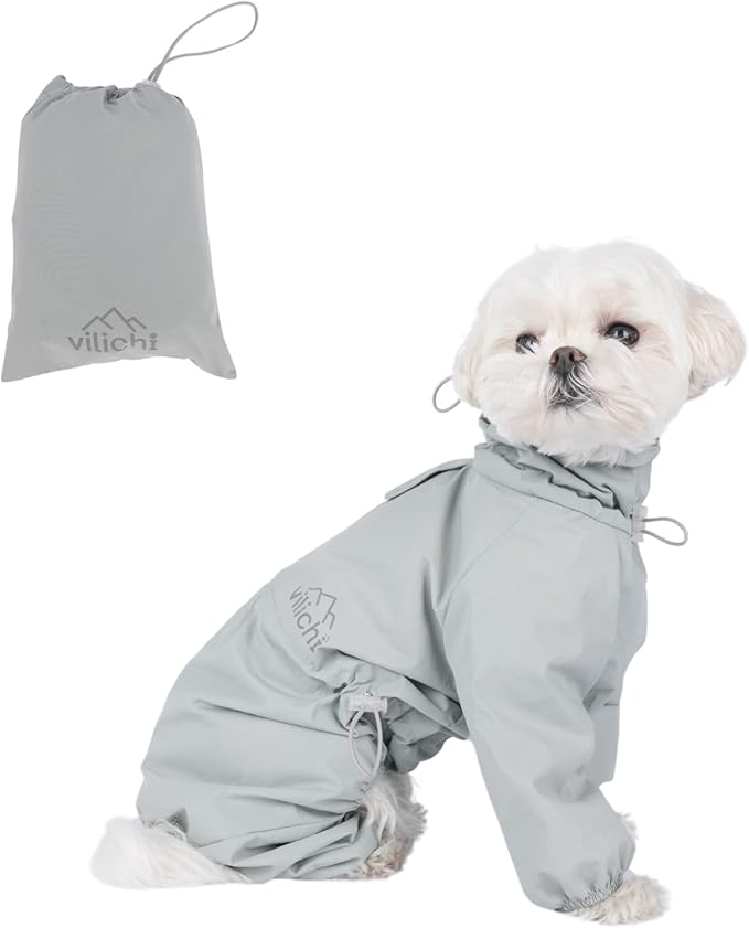 Dog Raincoat, Waterproof Coat, Light Weight & Weather Resistant Shell, Full Coverage Rain Jacket with Legs, Including Storage Bag, for Medium Breed (Large)