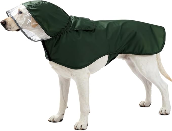 Pet Raincoat Packable Hooded Dog Rain Jacket Reflective Strips Lightweight Adjustable Poncho for Small Medium Large Dogs Army Green XL
