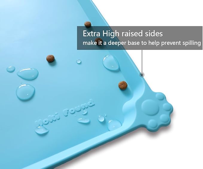 Hoki Found Large Silicone Non Slip Pet Dog Cat Bowl Mats - Waterproof Food Mats for Carpet - Arctic