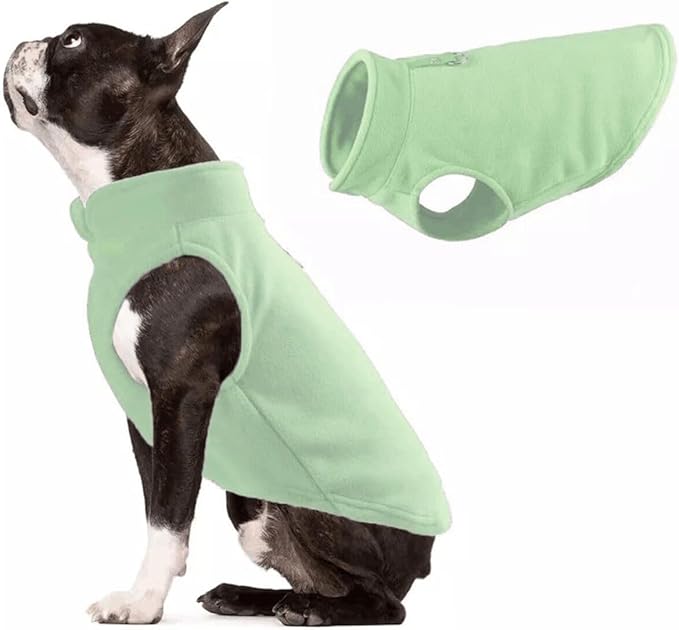 JACKO & CO - Fleece Vest Sweater with Leash Ring - Soft Lightweight Breathable for Puppies Small Medium Dogs, Kitten, Cats, Chihuahua - Warm for Fall/Autumn/Winter (Mint Green, XX-Large 25-35lbs)
