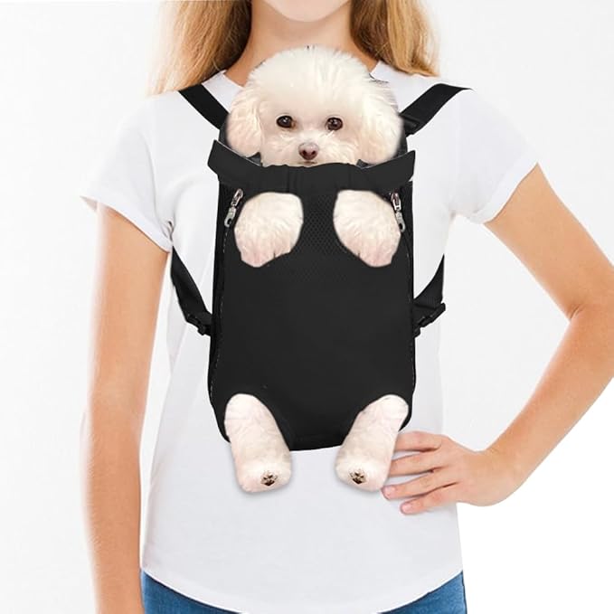 FEimaX Dog Carrier Backpack Pet Legs Out Front Cat Travel Bag, Adjustable Puppy Backpacks Carriers Hands-Free for Small Medium Dogs Cats Hiking Traveling Camping Daily Walking